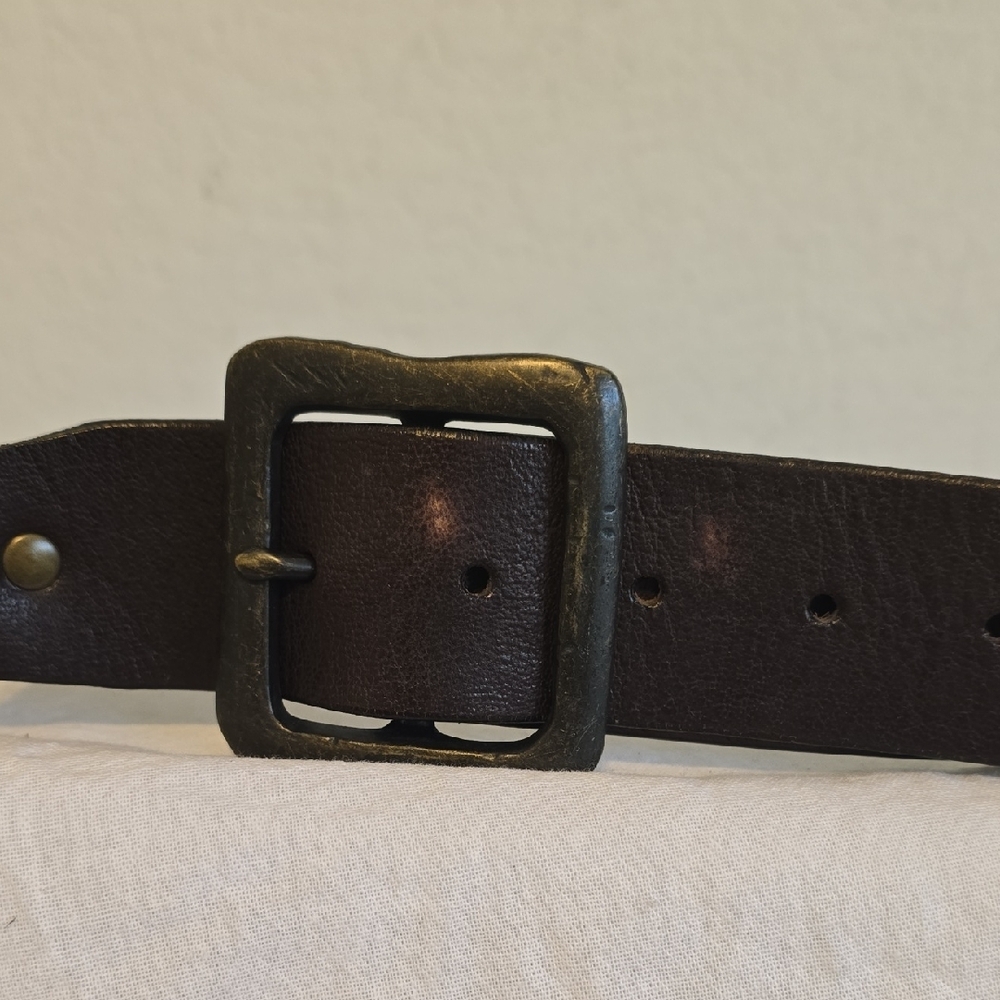 Express Dark Brown Leather Belt. Size Small - Picture 2 of 12